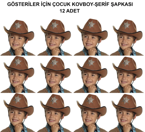Kovboy Şerif Şapkası Kahve 12 Adet - Kostüm, Parti Ve Gösteri Şapkası