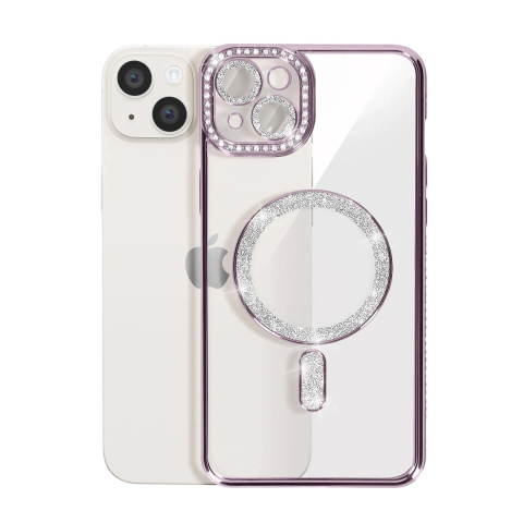 Apple İphone 14 Kılıf Joke Simli Magneticsafe Kılıf - Pembe