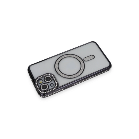 Apple İphone 13 Kılıf Joke Simli Magneticsafe Kılıf - Siyah
