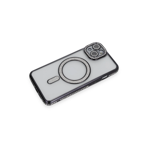 Apple İphone 13 Kılıf Joke Simli Magneticsafe Kılıf - Siyah