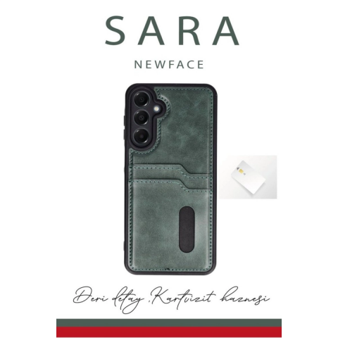 Samsung Galaxy A06 Kılıf Sara Kartvizitli Deri Kılıf - Lacivert