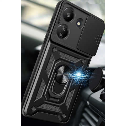 Xiaomi Redmi 13c Kılıf Pars Lens Yüzüklü Silikon - Yeşil