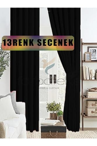 Siyah Kalın Güneşlik Blackout Karartma Fon Perde, Düz Dikim, 180 x 250