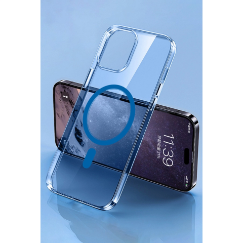 Apple İphone 14 Pro Kılıf Tron Şeffaf Magsafe Kapak - Mavi