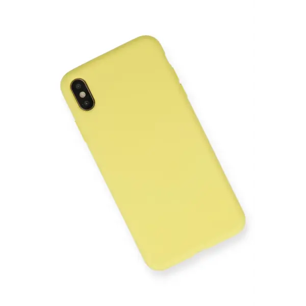 Apple iPhone XS Max Kılıf Nano içi Kadife Silikon - Mat Sarı