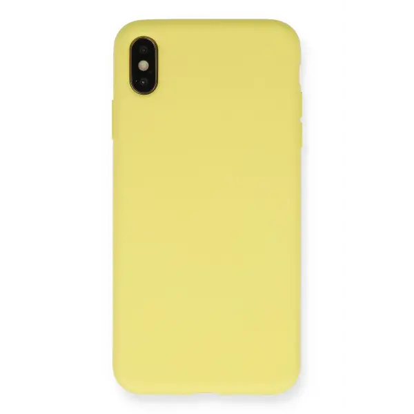 Apple iPhone XS Max Kılıf Nano içi Kadife Silikon - Mat Sarı