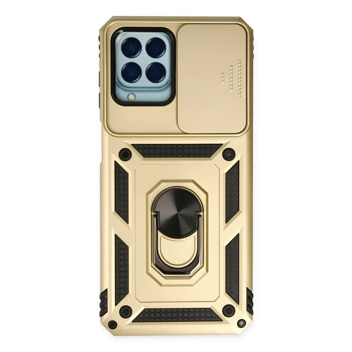 Samsung Galaxy M33 Kılıf Pars Lens Yüzüklü Silikon - Gold