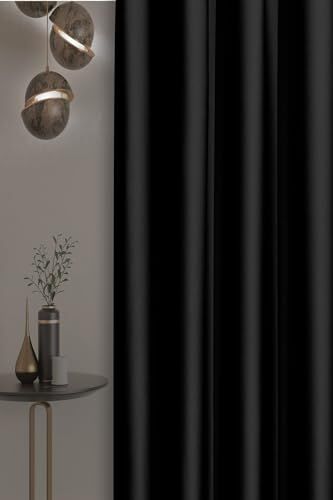 Yüksek Kaliteli%100 Işık Geçirmez Blackout Fon Perde, Termal Karartma Güneşlik Perde, Siyah 300 X 270