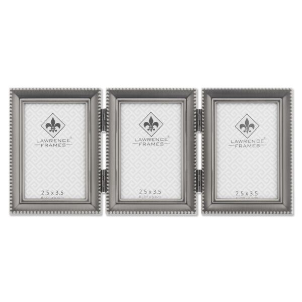 İnci Bordürlü Üçlü Kalay Fotoğraf Çerçevesi, 2,5 x 3,5 cm