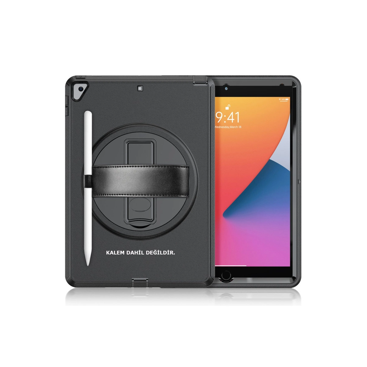 Apple İpad 10.2 (7.nesil) Kılıf Hand Strap Tablet Kılıfı - Siyah