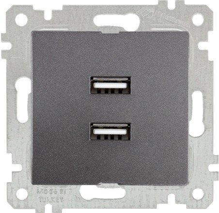 Mutlusan Rita Mek Tuş İkili Usb Şarj Priz i Füme 2200 449 0195