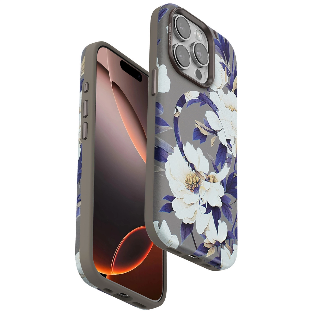 Onegif Apple İphone 14 Pro Max Flower Series Magsafe Kapak - Gri