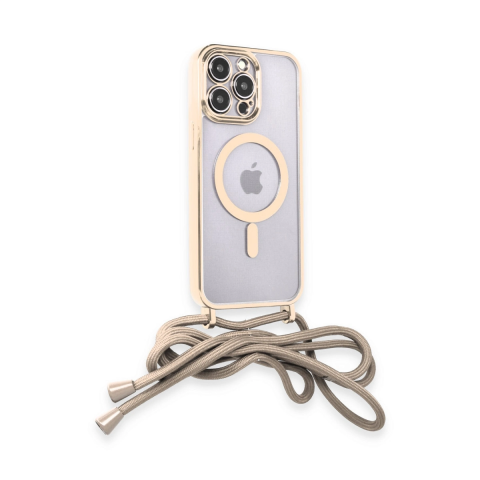 Apple İphone 14 Pro Kılıf Divo Lazer Askılı Magsafe Kapak - Gold