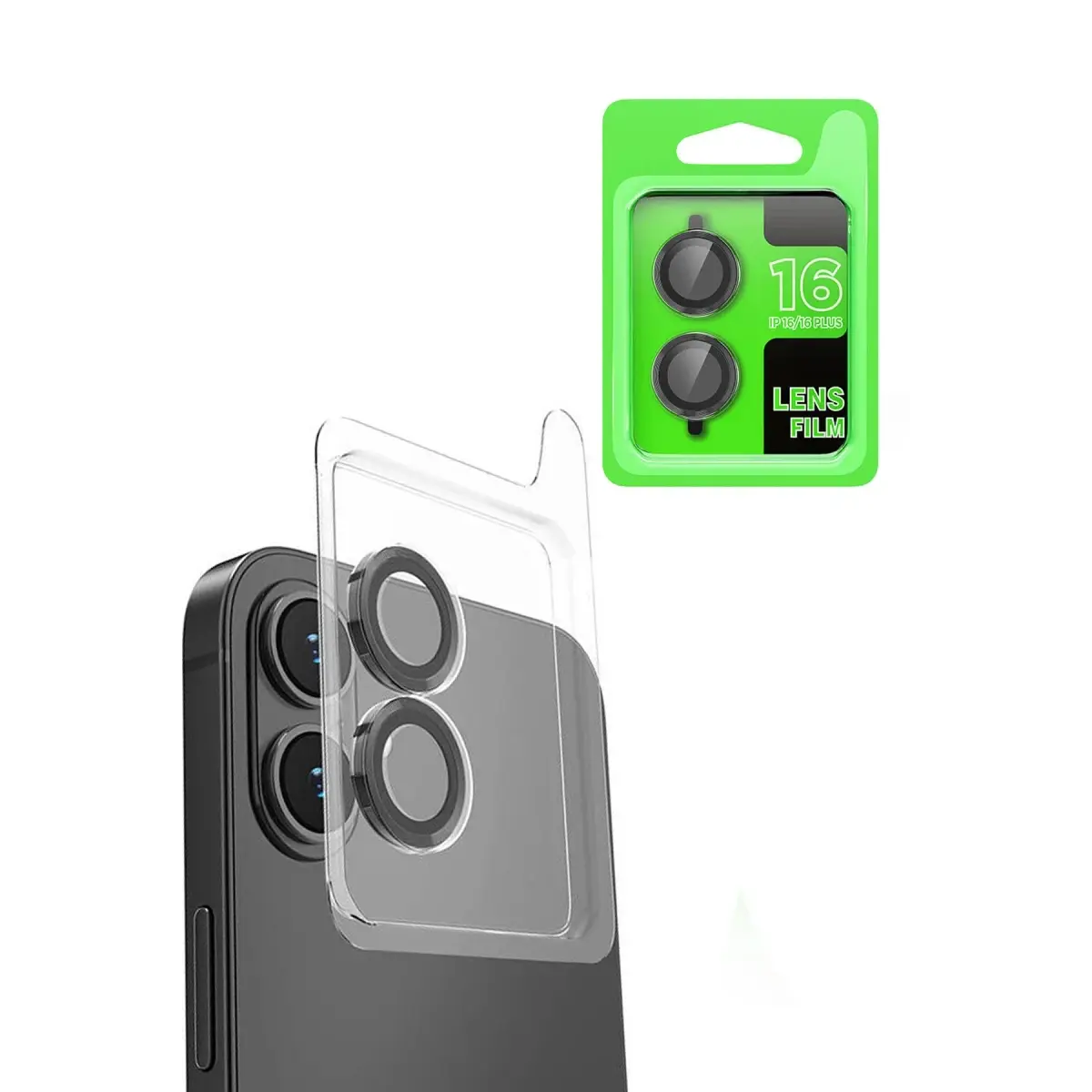 Apple iPhone 16 Plus Raze Metal Kamera Lens - Siyah