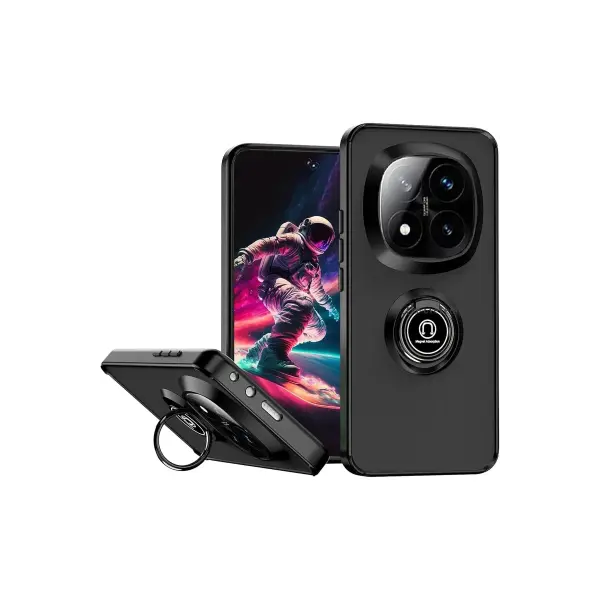 Xiaomi Redmi Note 14 Pro 4G Kılıf Montreal Yüzüklü Silikon Kapak - Siyah