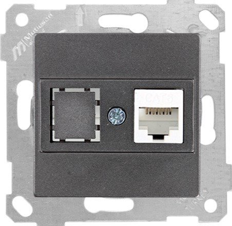 Mutlusan Rita Mek Tuş Data Priz i 1*Rj45 Cat 6  Füme 2200 140 0195