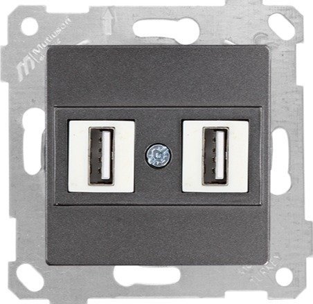 Mutlusan Rita Mek Tuş Data Priz i 2*Usb Füme 2200 456 0195