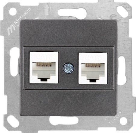 Mutlusan Rita Mek Tuş Data Priz i 2*Rj45 Cat 6  Füme 2200 141 0195