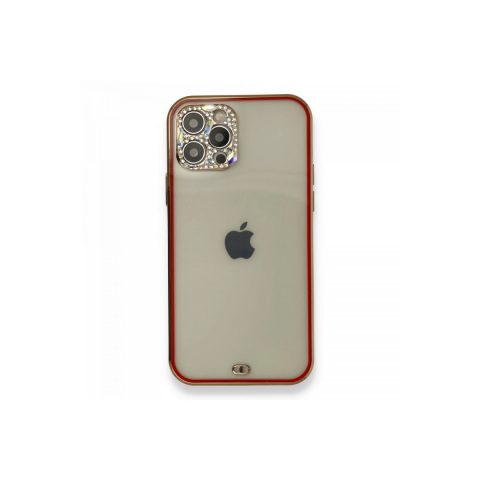 Apple İphone 12 Pro Kılıf Liva Taşlı Silikon - Kırmızı