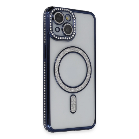 Apple İphone 13 Kılıf Joke Simli Magneticsafe Kılıf - Lacivert