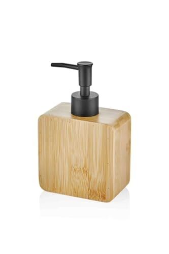Premium Doğal Bambu Sıvı Sabunluk, Pompalı Ahşap Kare Sabun Dağıtıcı