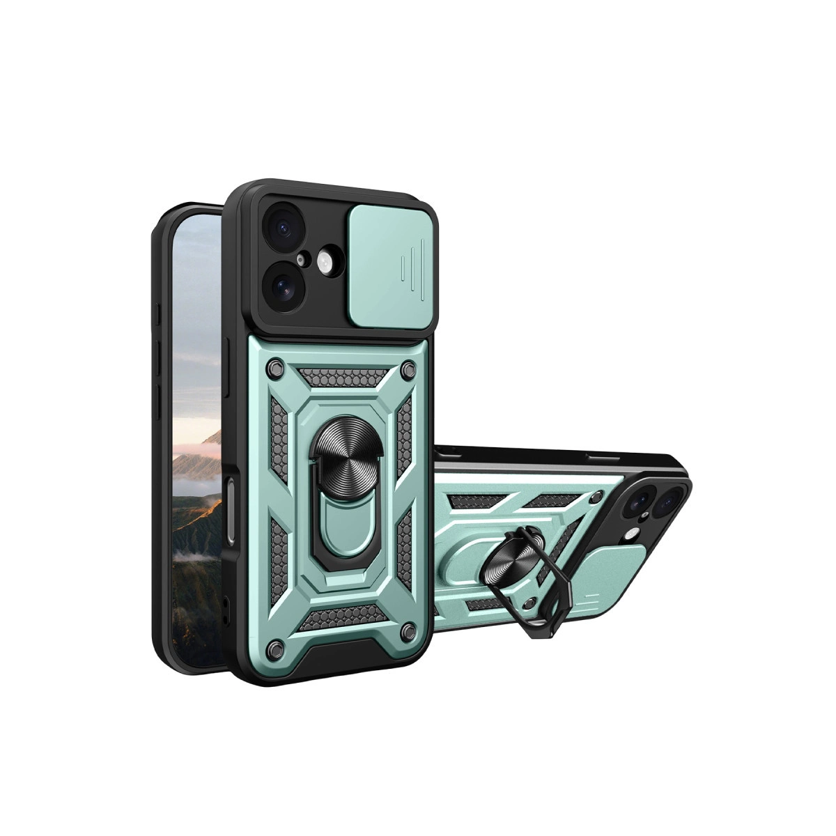Apple İphone 17 Pars Lens Yüzüklü Silikon - Yeşil