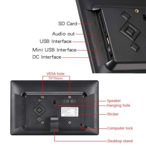 7inch LCD Dijital Fotoğraf Çerçevesi ve Video Hatıra Oynatıcı, Uzaktan Kumanda, MP3, Ayarlanabilir Açılıp Kapanma Zamanlaması, Türkçe Dil