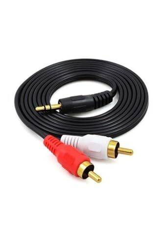 1.5 Metre Siyah Stereo To Rca Kablo 2+1-5+1 Bilgisayar Pc Ses Kablosu 3.5 Mm Jak Renkli Kablo Siyah