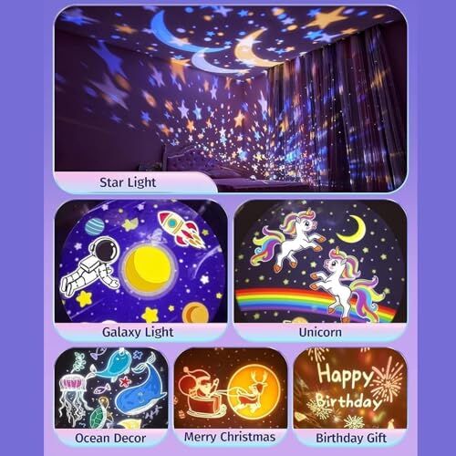 Bunny’s Carousel Gece Lambası Projeksiyonlu Müzikli Atl Ilkarınca Tasarım, Kablolu 5V USB, Tavşan Figürlü, WH-E11
