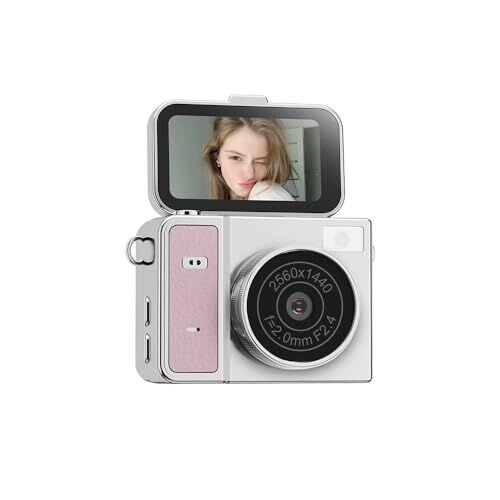 Kamera, Vothoon 2K Mini Dijital Retro Video Flaşlı Dijital Vlog Mini Fotoğraf Makinesi Türkçe Menü Pembe