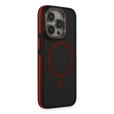 Joko Apple İphone 14 Pro Max Kılıf Rocky Magsafe Kapak - Siyah-kırmızı