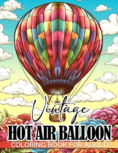 Vintage Sıcak Hava Balonu Yetişkinler için Boyama Kitabı