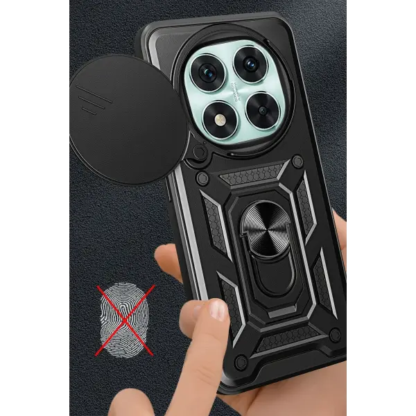 Xiaomi Redmi Note 14 Pro 4G Kılıf Pars Lens Yüzüklü Silikon - Lacivert