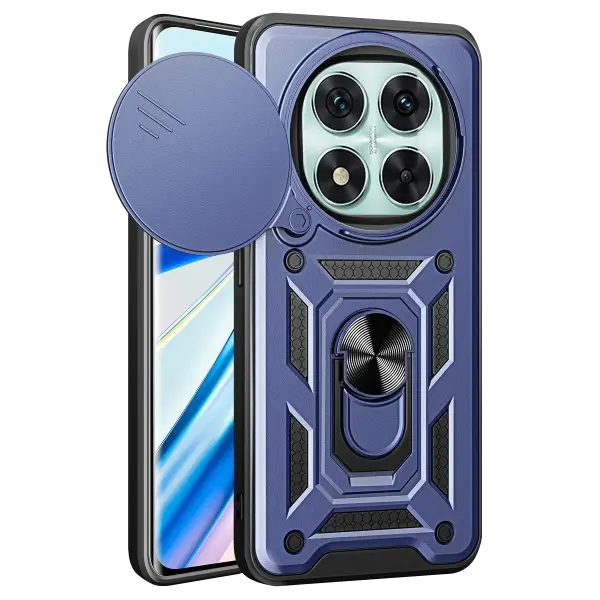 Xiaomi Redmi Note 14 Pro 4G Kılıf Pars Lens Yüzüklü Silikon - Lacivert