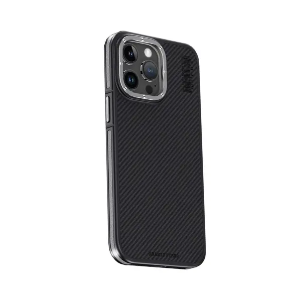 Joko Apple iPhone 15 Pro Max Kılıf Aramid 600D Kevlar Karbon Fiber Magsafe Kapak - Gri