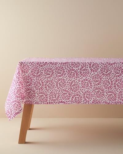 Carnival Floral Polyester Masa Örtüsü Fuşya