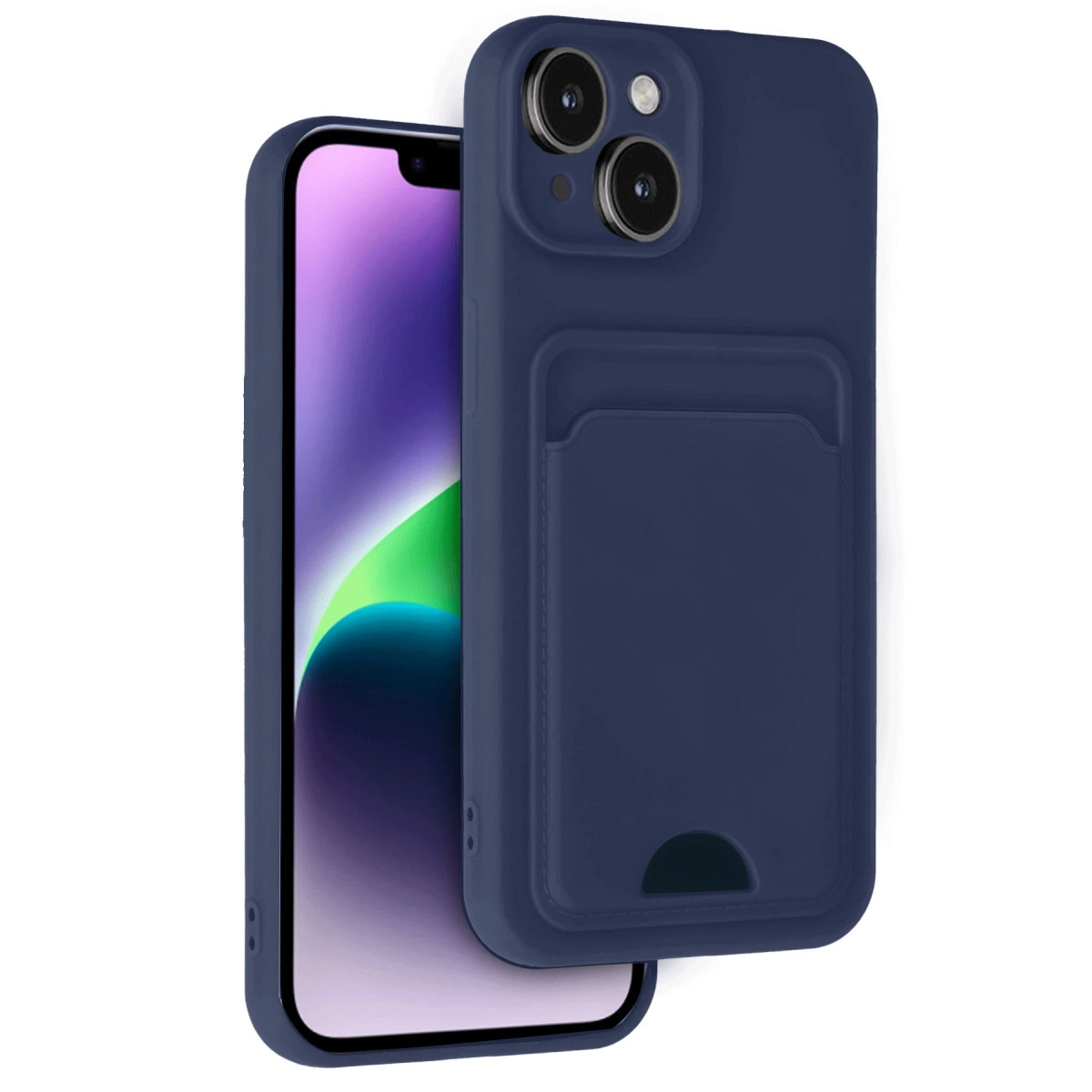 Apple İphone 14 Kılıf Kelvin Kartvizitli Silikon - Lacivert