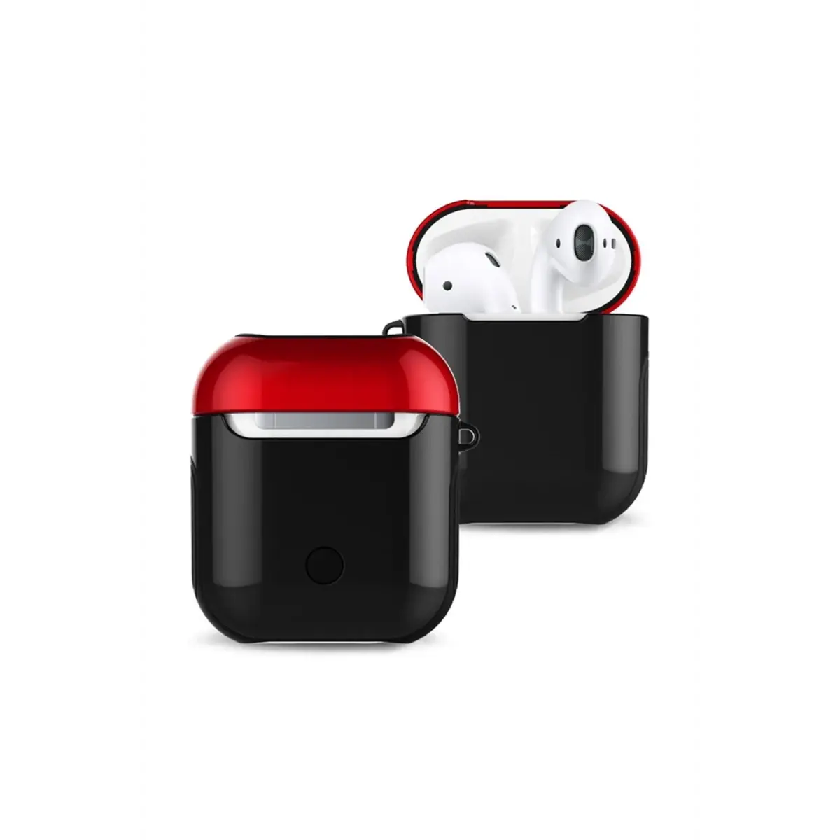 Apple Airpods 2 (2.nesil) 3in1 Kılıf - Siyah-Kırmızı