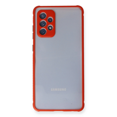 Samsung Galaxy A72 Kılıf Miami Şeffaf Silikon - Kırmızı