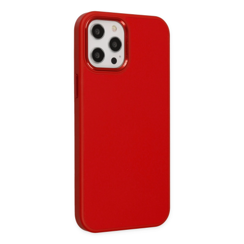 Apple İphone 12 Pro Max Kılıf Asya Deri Silikon - Kırmızı