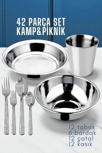 Piknik Seti, 42 Parça Tabak Kase Bardak Çatal Kaşık Seti Kamp, 721970