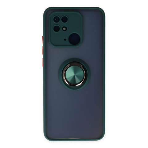 Xiaomi Redmi 10c Kılıf Montreal Yüzüklü Silikon Kapak - Yeşil
