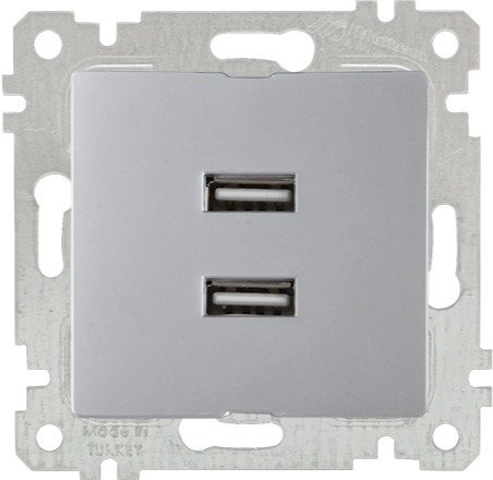 Mutlusan Rita Mek Tuş İkili Usb Şarj Priz i İnox 2200 449 0182