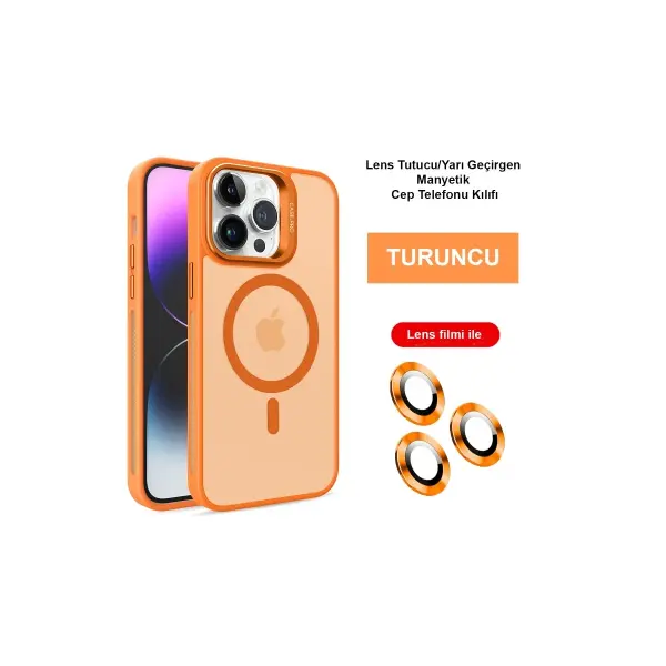 Joko Apple iPhone 14 Pro Kılıf Flet Lens Magsafe Kapak - Turuncu