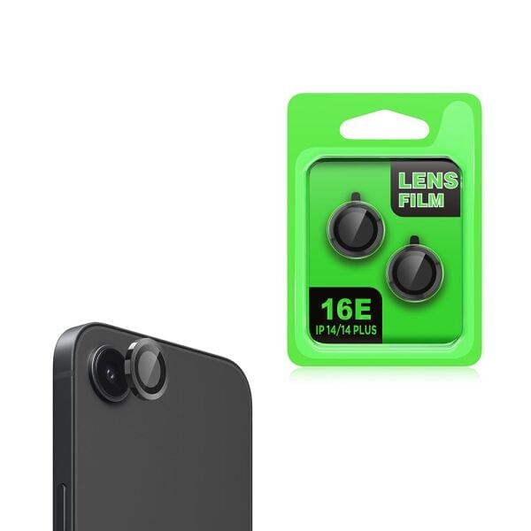 Apple iPhone 16E Uyumlu Siyah Kamera Lens Koruyucu Cam