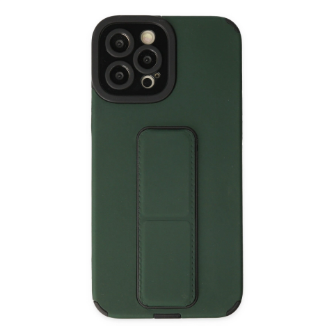 Apple İphone 12 Pro Max Kılıf Mega Standlı Silikon - Yeşil