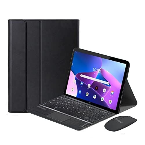 Lenovo Tab M10 Plus TB125FU 10.61 inch (3.Nesil) Bluetooth Touchpad Klavye+Mouse+Kılıf -BKK7 Siyah