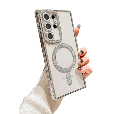 Samsung Galaxy S24 Ultra Kılıf Joke Simli Magneticsafe Kılıf - Mavi