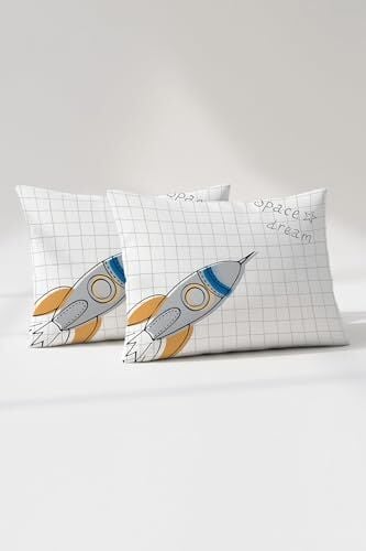 Ranforce %100 Pamuk Bebek Yastık Kılıfı 35X45 Cm, 2'li Set, Space B Çok Renkli