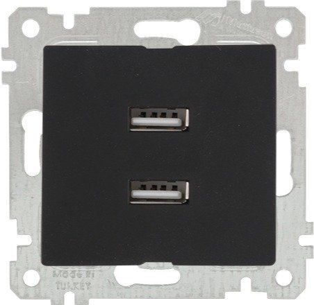 Mutlusan Rita Mek Tuş İkili Usb Şarj Priz i Siyah 2200 449 0184